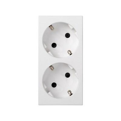 Simon CIMA 500 Розетка двойная 2P+E Schuko, шторки, 16А, 250В, клеммы: зажим+винт, 50х100мм, 500 CIMA, белый | 50000472-030 | Simon