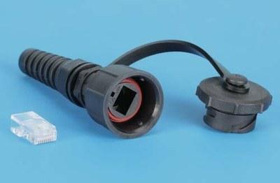 PLUG-IE-8P8C-P-C5 Промышленный разъем RJ-45 (8P8C) под витую пару, IP67, категория 5e, с защитной крышкой | 45903 | Hyperline