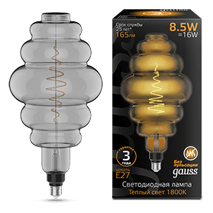 Лампа светодиодная LED Filament Honeycomb E27 8.5W Gray 165lm 1800K 1/2 | 161802005 | Gauss