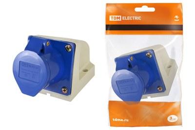 Розетка 113 стационарная 2Р+РЕ 16А 220В IP44 | SQ0602-0001 | TDM