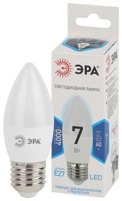 Лампа светодиодная LED 7Вт Е27 220В 4000К smd B35 свеча | Б0020540 | ЭРА