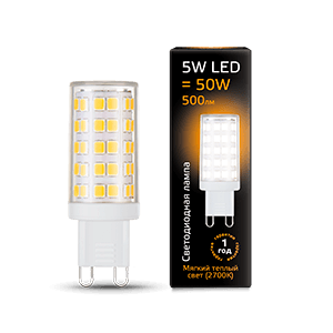 Лампа светодиодная Black LED G9 AC185-265V 5W 500lm 2700K керамика | 107309105 | Gauss