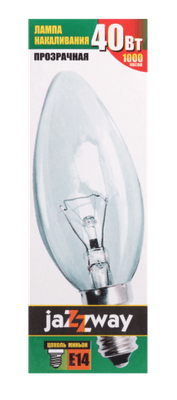 Лампа накаливания ЛОН 40Вт E14 240В B35 clear | 3320539 | Jazzway