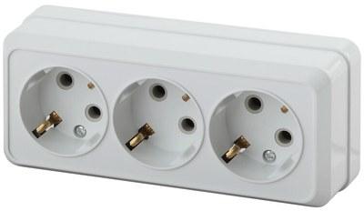 2-206-01 Intro Розетка 3х2P+E, 16А-250В, IP20, ОУ, Quadro, белый | Б0036145 | Intro