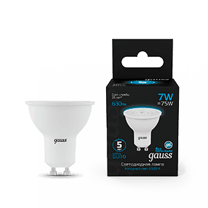 Лампа светодиодная MR16 7W 630lm 6500K GU10 LED 1/10/100 | 101506307 | Gauss