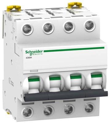 Выключатель автоматический четырехполюсный iC60H 10А C 10кА | A9F89410 | Schneider Electric