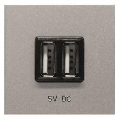 ABB Zenit Серебряный Механизм USB зарядного устройства, 2М, 2х750 мА / 1х1500мА | N2285 PL | 2CLA228500N1301 | ABB