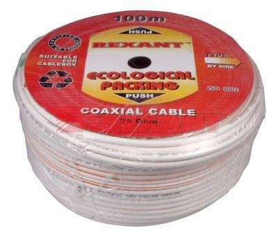 Кабель SAT 50 M, Cu/Al/Cu, (75%), 75 Ом, 100м., белый | 01-2401 | REXANT