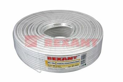 Кабель RG-59U+Cu, (64%), 75 Ом, 100м., белый | 01-2641 | REXANT