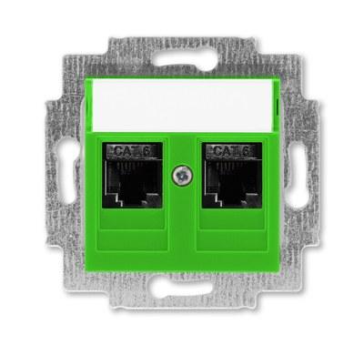 ABB Levit Зелёный Розетка комп. 2-ая 2хRJ45 категория 6 | 5014H-A61018 67W | 2CHH296118A6067 | ABB