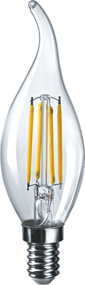 Лампа светодиодная LED 4Вт Е14 230В 4000К NLL-F-FC35-4-230-4K-E14 свеча на ветру прозрачная | 61341 | Navigator