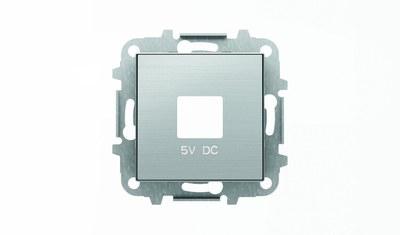 Накладка для механизмов зарядного устройства USB, арт.8185, серия SKY, цвет нержавеющая сталь|2CLA858500A1401| ABB