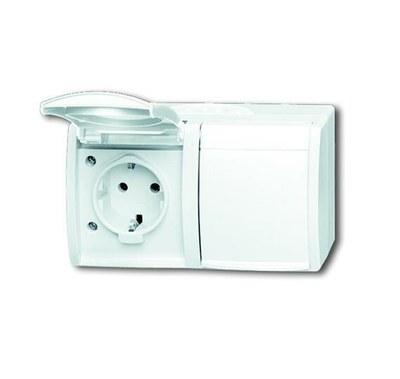 Розетка SCHUKO 16А 250В IP44, двойная, горизонтальная, для открытого монтажа, серия ocean, цвет альпийский белый | 2084-0-0727 | 2CKA002084A0727 | AB