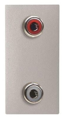 Механизм 2xRCA разъёма, красный+белый, 1-модульный, серия Zenit, цвет серебристый | 2CLA215520N1301 | ABB