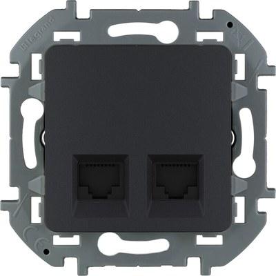 Inspiria антрацит розетка 2-местная компьютерная RJ45 С/У категория 6 UTP | 673843 | Legrand