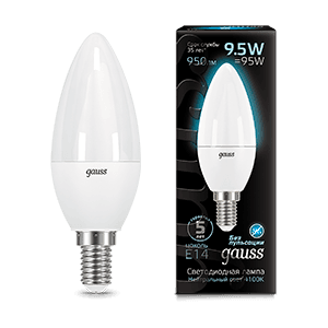 Лампа светодиодная LED 9.5Вт E14 220В 4100К Candle (свеча) | 103101210 | Gauss