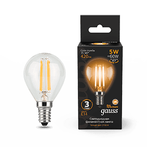 Лампа светодиодная LED 5Вт E14 220В 2700К шар | 105801105 | Gauss