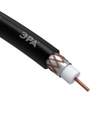 ЭРА Кабель коаксиальный RG-6U, 75 Ом, Cu/(оплётка Cu 64%), PE, цвет чёрный, бухта 100 м | Б0044604 | ЭРА