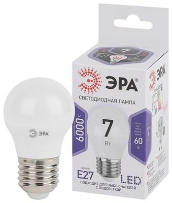 Лампа светодиодная LED 7Вт Е27 6000К smd P45-7W-860-E27 | Б0031402 | ЭРА