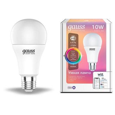 Лампа Светодиодная Smart Home RGBW E27 A60 10 Вт 2700-6500K 1/10/100 | 1180112 | Gauss