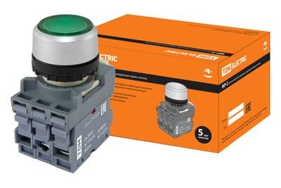 Кнопка с фиксацией MP2-21G(LED) в сборе d22мм/24В 1з+1р зеленая | SQ0747-0026 | TDM