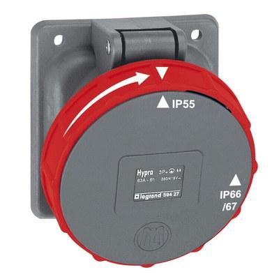 Встраиваемая розетка Hypra - IP 66/67-55 - 3К+3 - 63 А - пластик | 059427 | Legrand