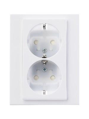 ABB Levit Белый / ледяной Розетка 2-ая с з/к со шторками 16А | 5522H-C03457 01W | 2CHH223457C6001 | ABB