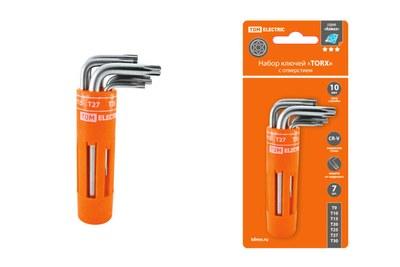 Набор ключей "TORX" с отверстием 7 шт: T9-T30 (круглый держатель в блистере), CR-V сталь "Алмаз" | SQ1021-0101 | TDM