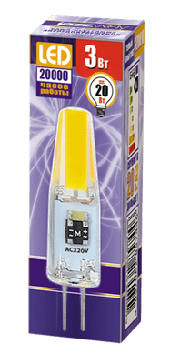Лампа светодиодная LED 3Вт G4 220В 3000К PLED-G4 COB капсульная | 2857446 | Jazzway