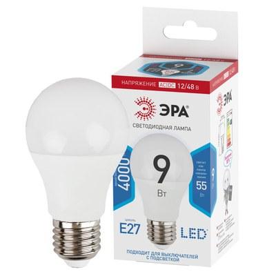 Лампа светодиодная LED A60-9W-12/48V-840-E27 (диод, груша, 9Вт, 12/48В, нейтр, E27) | Б0049096 | ЭРА