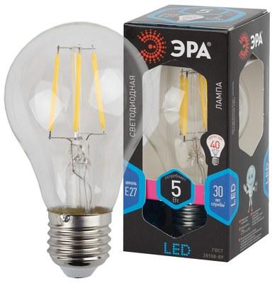 Лампа светодиодная F-LED A60-5W-840-E27 (филамент, груша, 5Вт, нейтр, Е27) | Б0019011 | ЭРА
