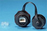 KJ-IE-8P8C-C6-180-BK Промышленный модуль Keystone Jack RJ-45 (8P8C), IP67, категория 6, с защитной крышкой, черный | 47406 | Hyperline