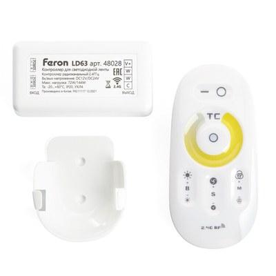 Контроллер для светодиодной ленты с П/У белый,12-24V, LD61 | 48028 | FERON