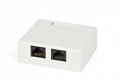 Розетка компьютерная SB2-2-8P8C-C5e-WH RJ-45(8P8C), категория 5e, двойная, внешняя, Dual IDC. | 28062 | Hyperline
