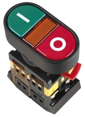 Кнопка APВВ-22N "I-O" d22мм неон/240В 1з+1р | BBD10-APBB-K51 | IEK