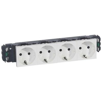 Розетка Mosaic DLP нем.ст. 4Х2К+З безвинтовые зажимы | 077404 | Legrand
