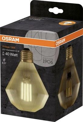 Лампа светодиодная филаментная Vintage 1906 LED CL DIAMOND FIL GOLD 40 non-dim 4, 5W/825 E27 | 4058075091955 | Osram