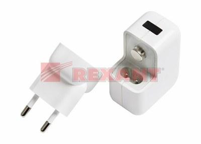 Сетевое зарядное устройство 2xUSB, переходник+адаптер (СЗУ) (5 V, 2100 mA+1000 mA) | 18-1187 | REXANT