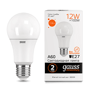 Лампа светодиодная LED 12Вт E27 220В 2700К Elementary A60 | 23212 | Gauss