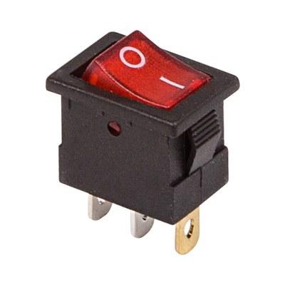Выключатель клавишный 12V 15А (3с) ON-OFF красный с подсветкой Mini | 36-2170 | REXANT