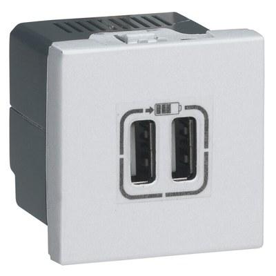 Розетка 2хUSB для зарядки - Mosaic - 2 модуля - А+А - белая | 278594L | Legrand