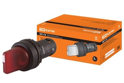 Переключатель на 2 положения с фиксацией SB7-CK2462-24V короткая ручка(LED) d22мм 1р красный | SQ0746-0056 | TDM