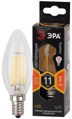 Лампа светодиодная F-LED B35-11w-827-E14 (филамент, свеча, 11Вт, тепл, E14) | Б0046985 | ЭРА