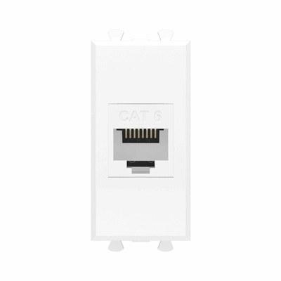 Компьютерная розетка RJ-45 без шторки модульная, кат.6, "Avanti", "Белое облако", 1 модуль | 4400691 | DKC