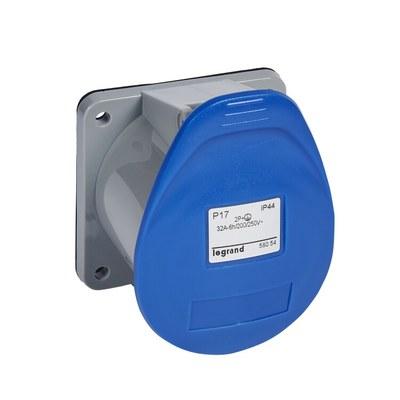 Встраиваемая прямая розетка с уменьшенным фланцем - P17 Tempra Pro - IP 44 - 200/250 В~ - 32 A - 2К+З | 058054 | Legrand