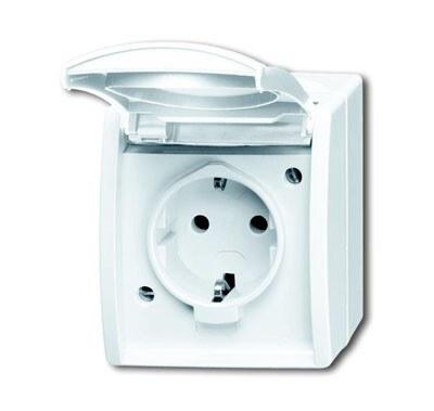 Розетка SCHUKO 16А 250В IP44 для открытого монтажа, с полем для надписи, серия ocean, цвет альпийский белый | 2083-0-0831 | 2CKA002083A0831 | ABB