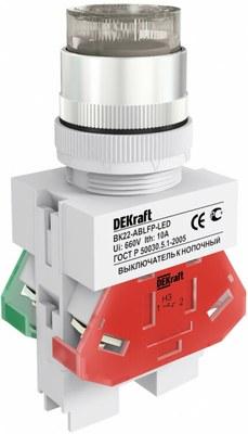 Выкл. кноп. с фикс. ABFP 22 мм бел. LED 220В ВK-22 | 25137DEK | DEKraft