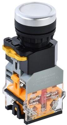 Кнопка D8-11D d=22мм 1з+1р с подсветкой белая | BBT30-11D-3-12-K01 | IEK