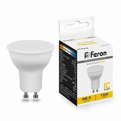 Лампа светодиодная, (13W) 230V GU10 2700K MR16, LB-960 | 38191 | FERON