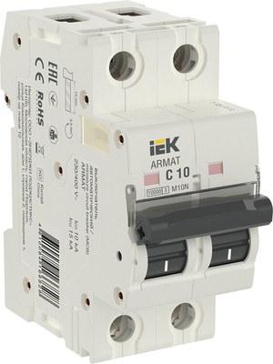 Выключатель автоматический двухполюсной M10N 2P C 10А 10кА ARMAT | AR-M10N-2-C010 | IEK